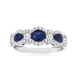1.00 ct. t.w. Sapphire Three-Stone Ring with .52 ct. t.w. Diamonds in 18kt White Gold