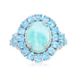 Larimar and 2.20 ct. t.w. Blue Topaz Ring in Sterling Silver