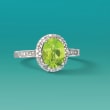 1.90 Carat Peridot and Diamond-Accented Ring in Sterling Silver