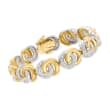 C. 1980 Vintage 1.50 ct. t.w. Diamond Interlocking-Circle Bracelet in 14kt Two-Tone Gold