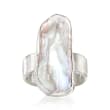 25x13mm Bezel-Set Cultured Semi-Baroque Pearl Ring in Sterling Silver