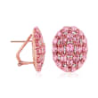 12.50 ct. t.w. Pink Sapphire and .30 ct. t.w. Diamond Earrings in 18kt Rose Gold