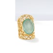 Chalcedony Wide Ring in 18kt Yellow Gold Over Sterling Silver