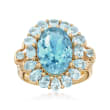 9.70 ct. t.w. Blue Topaz Ring in 18kt Yellow Gold Over Sterling Silver  