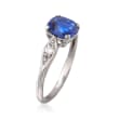 C. 1990 Vintage 1.26 Carat Sapphire Ring with Diamond Accents in Platinum