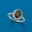 Black Opal and .13 ct. t.w. Diamond Ring in Sterling Silver