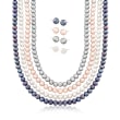 5-7mm Multicolored Cultured Pearl Jewelry Set: Four Necklaces and Four Pairs of Stud Earrings in Sterling