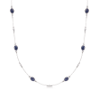7.20 ct. t.w. Sapphire and .25 ct. t.w. Diamond Station Necklace in Sterling Silver