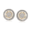 .60 ct. t.w. Pave White Zircon Earrings in 14kt Yellow Gold and Sterling Silver
