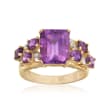 C. 1990 Vintage 4.00 ct. t.w. Amethyst Ring with Diamond Accents in 10kt Yellow Gold