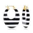 Black and White Agate Earrings in 14kt Yellow Gold