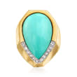 C. 1980 Vintage Turquoise and Diamond Ring in 18kt Yellow Gold