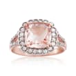 3.30 Carat Morganite and .21 ct. t.w. Diamond Ring in 14kt Rose Gold