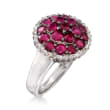 2.50 ct. t.w. Ruby and .12 ct. t.w. Diamond Cluster Ring in Sterling Silver