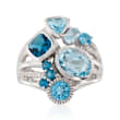 4.90 ct. t.w. Tonal Blue Topaz Ring with .10 ct. t.w. White Topaz in Sterling Silver
