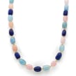 Pink and Blue Multi-Gem Bead Necklace with 14kt Yellow Gold