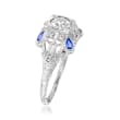 C. 1950 Vintage .65 ct. t.w. Diamond and .20 ct. t.w. Synthetic Sapphire Ring in Platinum