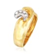 C. 1990 Vintage 18kt Two-Tone Gold Swirl Ring with Diamond Accents