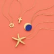 Lapis Crescent Moon Necklace with Diamond Accents in 14kt Yellow Gold