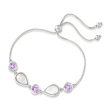 Mother-of-Pearl and 6.00 ct. t.w. Amethyst Bolo Bracelet in Sterling Silver