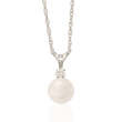 6-6.5mm Cultured Akoya Pearl and Diamond Accent Necklace in 14kt White Gold