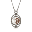 Shell and 1.20 ct. t.w. White Topaz Moon and Stars Cameo Pendant Necklace in Sterling Silver