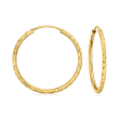 14kt Yellow Gold Diamond-Cut and Polished Endless Hoop Earrings