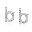 Diamond Accent Lowercase Block Initial Stud Earrings in Sterling Silver