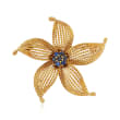 C. 1970 Vintage 18kt Yellow Gold Floral Pin with .30 ct. t.w. Sapphires