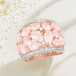 5.95 ct. t.w. Rose Quartz Dome Ring with Diamonds in Rose Sterling Silver