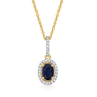 .60 Carat Sapphire and .12 ct. t.w. Diamond Pendant Necklace in 14kt Yellow Gold
