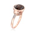 4.00 ct. t.w. Smoky Quartz Ring with Diamond Accents in 14kt Rose Gold