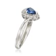 C. 2000 Vintage .87 Carat Sapphire and .36 ct. t.w. Diamond Heart Ring in Platinum