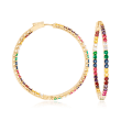 2.50 ct. t.w. Multicolored CZ Inside-Outside Hoop Earrings in 18kt Gold Over Sterling