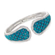 Belle Etoile &quot;Marina&quot; Sea-Blue Enamel and 3.15 ct. t.w. CZ Cuff Bracelet in Sterling Silver