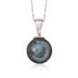 10-11mm Black Cultured Tahitian Pearl Necklace in 14kt White Gold