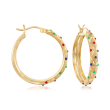 Multicolored Enamel Hoop Earrings in 18kt Gold Over Sterling
