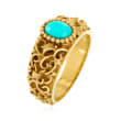 C. 1980 Vintage Turquoise Ring in 18kt Yellow Gold