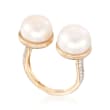 10-10.5mm Cultured Pearl and .20 ct. t.w. Diamond Ring in 14kt Yellow Gold