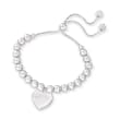 Sterling Silver Personalized Heart and Bead Bolo Bracelet