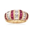 C. 1990 Vintage 1.78 ct. t.w. Ruby and 1.50 ct. t.w. Diamond Ring in 18kt Yellow Gold