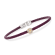 ALOR &quot;Shades of Alor&quot; Burgundy Carnation Cable Station Bracelet with Diamond Accents in Stainless Steel and 18kt Yellow and White Gold
