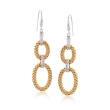 Charles Garnier &quot;Fay&quot; .25 ct. t.w. CZ Double Oval Drop Earrings in Two-Tone Sterling Silver