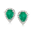 1.20 ct. t.w. Emerald and .19 ct. t.w. Diamond Teardrop Earrings in 18kt White Gold