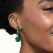 25.10 ct. t.w. Emerald Drop Earrings in 18kt Gold Over Sterling