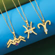 Gemstone Zodiac Pendant Necklace in 18kt Gold Over Sterling