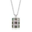 Belle Etoile &quot;Regal&quot; Black Mother-Of Pearl and .50 ct. t.w. CZ Pendant in Sterling Silver