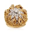 C. 1970 Vintage .30 ct. t.w. Diamond Floral Ring in 18kt Yellow Gold