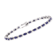 8.40 ct. t.w. Sapphire Bracelet with Diamond Accents in Sterling Silver