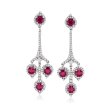 4.30 ct. t.w. Ruby and 1.20 ct. t.w. White Topaz Drop Earrings in Sterling Silver